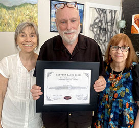 Denise Provost, Doug Holder and Červen&aacute; Barva Press editor, Gloria Mindock
